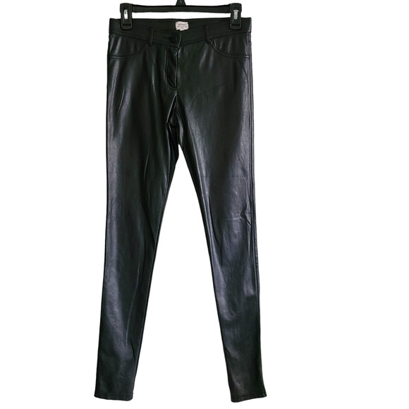 WILFRED ARITZIA Black‎ Vegan Leather Skinny Pants Jeans Women's Size 2 - Picture 1 of 10